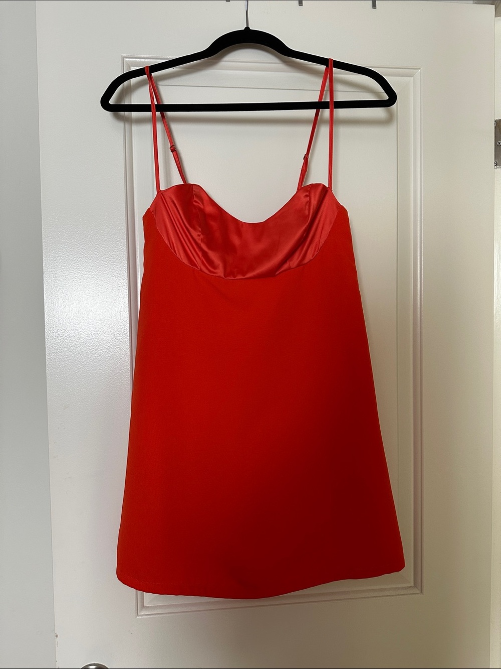 Free People Red Satin-Trim Mini Dress